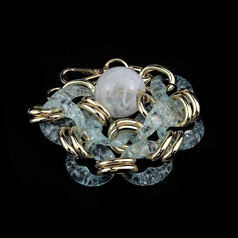 Crapyt Oval Resin Purse Chain Strap, Acrylic Marbled White, 40cm/15.75" in Kuwait