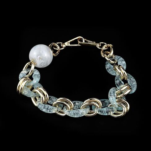 Crapyt Oval Resin Purse Chain Strap, Acrylic Marbled White, 40cm/15.75" in Kuwait
