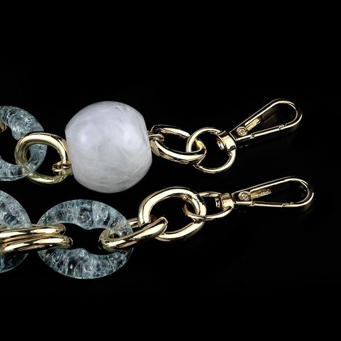 Crapyt Oval Resin Purse Chain Strap, Acrylic Marbled White, 40cm/15.75" in Kuwait
