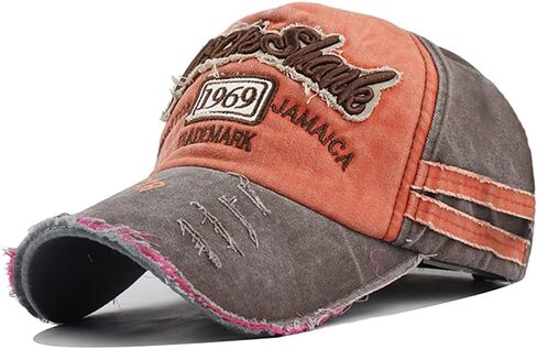LONGTEN Vintage Baseball Cap Denim Cotton Frayed Edge Sunhat Adjustable Unisex in Saudi Arabia