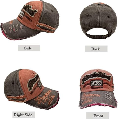 LONGTEN Vintage Baseball Cap Denim Cotton Frayed Edge Sunhat Adjustable Unisex in Saudi Arabia