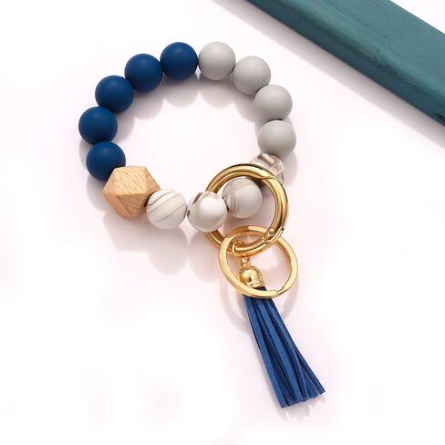 HZEYN 3 Pack Silicone Bead Keyring Bracelet Wristlet Keychain w/ Tassel House Car Key Ring Holder in Kuwait
