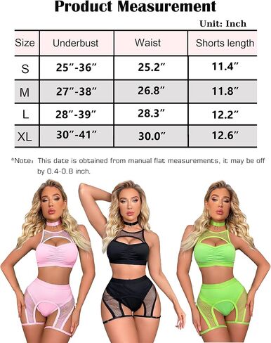 Lucky2Buy Rave Outfits for Women Festival Fishnet Lingerie Set Booty Shorts 3Pcs Babydoll Cutout Nightwear with Choker in Kuwait