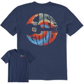 Life is Good Guitar Circle Psychedelic Tie-Dye Short Sleeve Crusher™ Tee Darkest Blue LG in Saudi Arabia