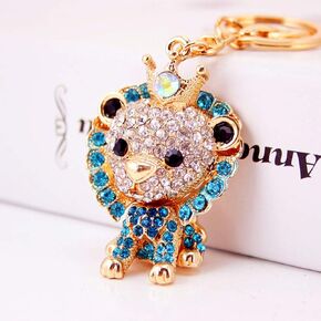 Grtdrm Cute Lion Shape Crystal Rhinestone Sparkling Keychain Bag Pendant Handbag Charm for Women Girls