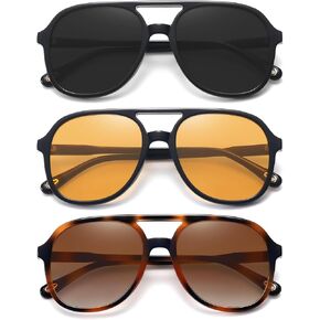 MEETSUN Retro Square 70s Aviator Sunglasses for Women Men Vintage Double Bridge Sun Glasses UV 400 Protection Shades