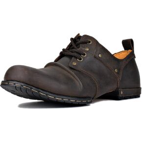 OSSTONE أحذية موتو للرجال أزياء الدانتيل متابعة الجلود أحذية تشوكا عارضة OS-6015-1-RED-BROWN-R