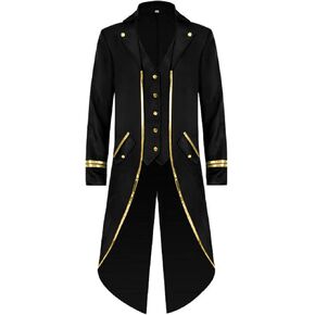 WISHU Mens Steampunk Medieval Jacket, Gothic Victorian Renaissance Tailcoat Vampire Halloween Costume Vintage Frock Coat in Saudi Arabia