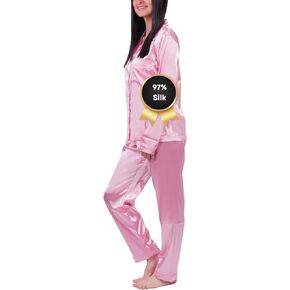 DREAM ORCHID: طقم بيجامة نسائي من الحرير والساتان مكون من قطعتين ملابس نوم ناعمة مجموعة Pjs 2023 - ملابس نوم مريحة - Dream in Saudi Arabia