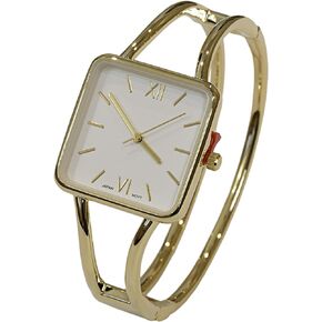 Blekon Collections Womens 30mm Square Elegant Metal Cuff Bangle Fashion Watch