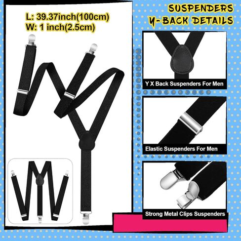 Xtinmee 6 Pcs Halloween Costume Set for Men Include Purple Newsboy Hat Elf Ears Fake Mustache White Gloves Adjustable Y Back Suspenders with Yellow Buttons for Cosplay Party in Saudi Arabia