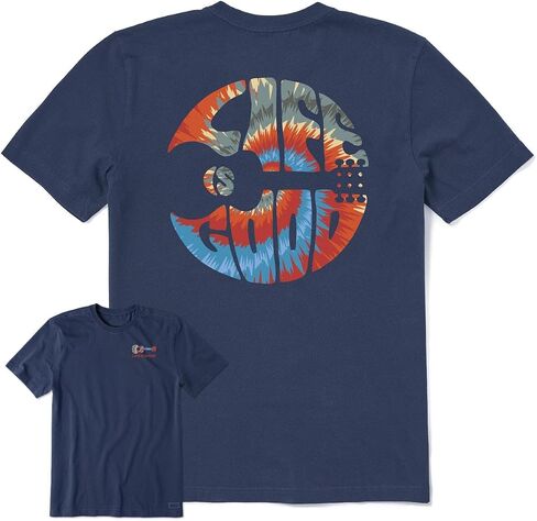 Life is Good Guitar Circle Psychedelic Tie-Dye Short Sleeve Crusher™ Tee Darkest Blue LG in Saudi Arabia