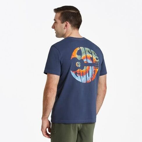 Life is Good Guitar Circle Psychedelic Tie-Dye Short Sleeve Crusher™ Tee Darkest Blue LG in Saudi Arabia