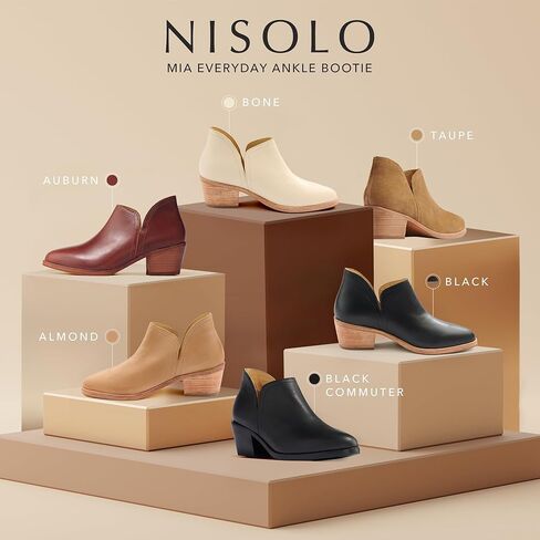 نيسولو بوت بطول الكاحل من ميا - جلد عالي الجودة، تصميم متعدد الاستخدامات على شكل حرف V، نعل داخلي مبطن من 5 طبقات من الميموري فوم، مناسب للارتداء في الارتداء او الاسفل، حذاء نسائي بطول الكاحل (مقاس in Kuwait