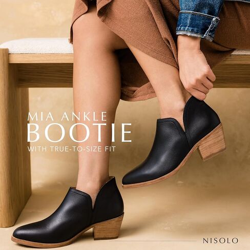 نيسولو بوت بطول الكاحل من ميا - جلد عالي الجودة، تصميم متعدد الاستخدامات على شكل حرف V، نعل داخلي مبطن من 5 طبقات من الميموري فوم، مناسب للارتداء في الارتداء او الاسفل، حذاء نسائي بطول الكاحل (مقاس in Kuwait