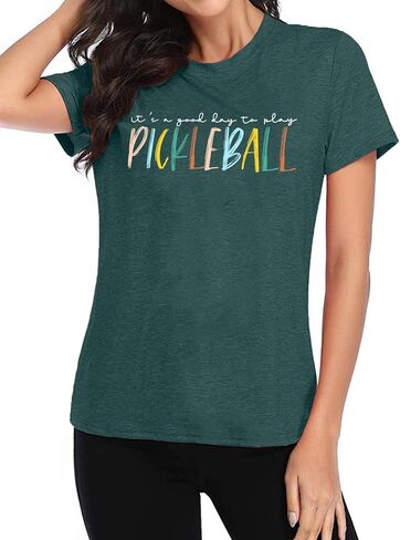 تي شيرت Pickleball للسيدات تي شيرت برسومات Pickleball هدية لاعب Pickleball تي شيرت بأكمام قصيرة in Kuwait