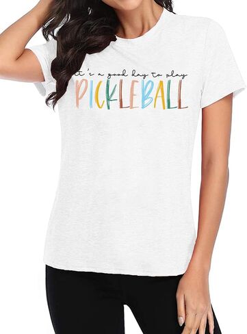 تي شيرت Pickleball للسيدات تي شيرت برسومات Pickleball هدية لاعب Pickleball تي شيرت بأكمام قصيرة in Kuwait