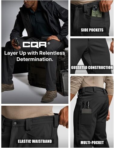 CQR Men’s Softshell Fleece Lined Winter Hiking Pants, Water Resistant Insulated Thermal, Outdoor Tactical Warm Snow Ski Pants in Saudi Arabia