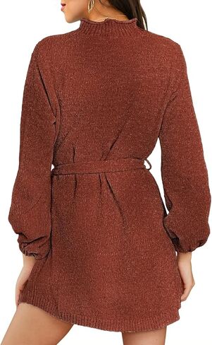 HUUSA Womens Elegant Summer Chiffon Ruffle Babydoll Boho Floral Dress Deep V Neck A-Line Sundress Flowy Mini Skater Dresses in Kuwait