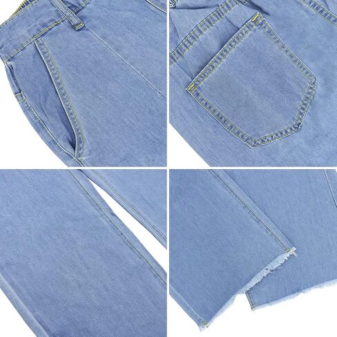 بنطال جينز LONGYIDA نسائي بخصر مطاطي وواسع الساق Y2k Boyfriend كاجوال فضفاض مناسب من قماش الدنيم للكاحل in Kuwait