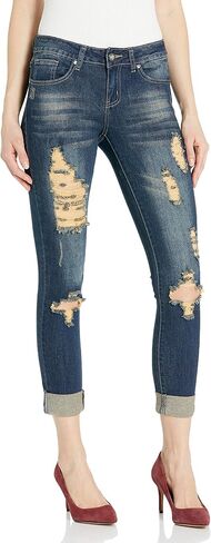 V.I.P.JEANS Women's Skinny Ripped Distressed Denim Pants Cute Stone Washed in Saudi Arabia