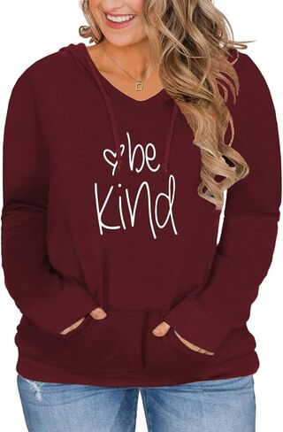VISLILY Womens Plus-Size Hoodies V Neck Pullover Sweatshirts with Pocket in Kuwait
