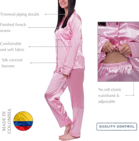DREAM ORCHID:Silk, Satin Womens Pajama Set 2 Piece Sleepwear Soft Pjs 2023 Collection - Comfort Dream -Loungewear in Saudi Arabia