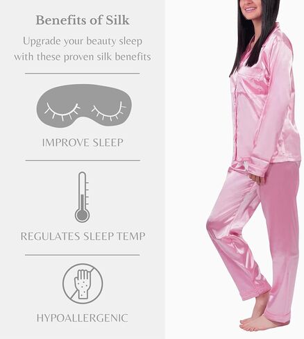 DREAM ORCHID:Silk, Satin Womens Pajama Set 2 Piece Sleepwear Soft Pjs 2023 Collection - Comfort Dream -Loungewear in Saudi Arabia