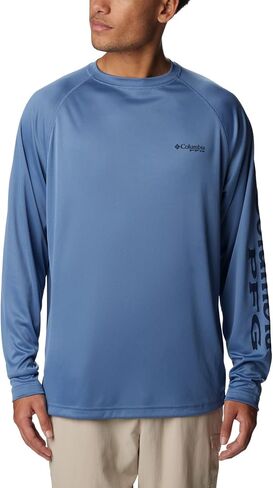 Columbia Men's Terminal Tackle Long Sleeve Shirt, Bluestone/Collegiate Navy Logo, 2X Tall in Saudi Arabia