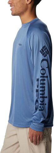 Columbia Men's Terminal Tackle Long Sleeve Shirt, Bluestone/Collegiate Navy Logo, 2X Tall in Saudi Arabia