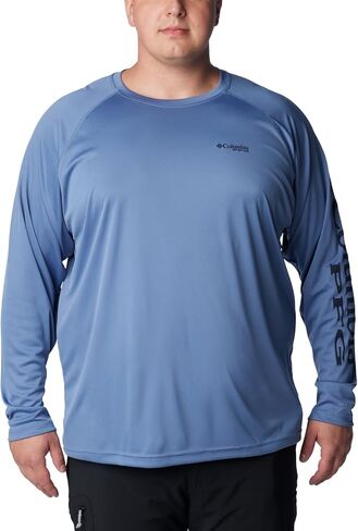 Columbia Men's Terminal Tackle Long Sleeve Shirt, Bluestone/Collegiate Navy Logo, 2X Tall in Saudi Arabia