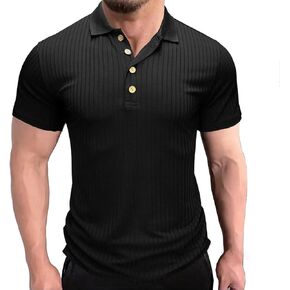 YEEFINE Men's Polo Shirts Short Sleeve Muscle Workout Stretch Basic Tee Casual Slim Fit Golf Tshirts