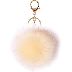 Unpafcxddyig Pom Pom Keychain Artificial Fox Fur Soft Ball Keychains Fluffy Tote Pendant Car Bag Charm
