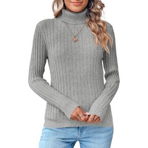 Danedvi Women's Turtleneck Ribbed Knit Pullover Sweaters 2023 Fall Long Sleeve Soft Classic Fitted Sweater Tops