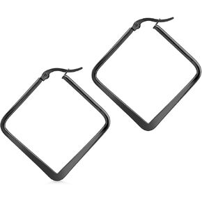 555Jewelry Stainless Steel Geometric Large Square Hoop Statement Earrings for Women in Saudi Arabia