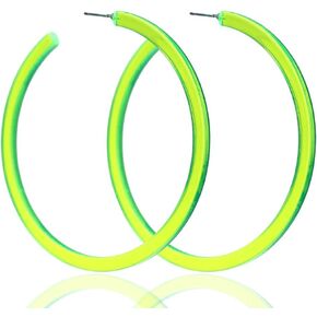 80's 90's C-shaped Stylish Chunky Earrings Colorful 70mm Large Hoop Earrings Acrylic Open Large Hoop Vintage Lightweight Earrings Halloween Party Jewelry in Saudi Arabia