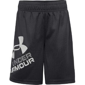 شورت رمز النموذج الأولي للأولاد من Under Armour، طباعة شاشة Wordmark، حزام خصر مطاطي in Saudi Arabia