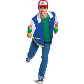 زي Ash Ketchum التنكري التنكري للبالغين من الجنسين، زي بوكيمون الرسمي لزي Ash مع سترة وقبعة in Saudi Arabia