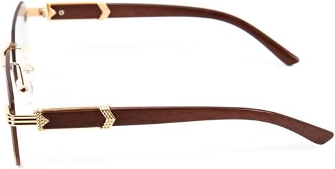 Street Knitted Gold Frame Rimless Gray Tan Gradient Tint Men's Hip Hop Woodgrain Sunglasses in Saudi Arabia