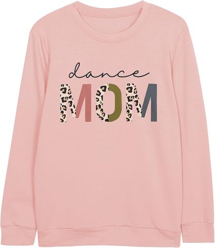 BANGELY Dance Mom Sweatshirt Women Funny Leopard Retro Mama Letter Pullover Gift For Dance Teacher Mom Long Sleeve Shirt in Saudi Arabia