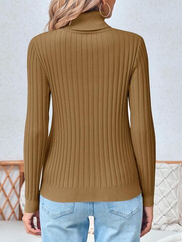 بلوفر نسائي من Danedvi ذو ياقة مدورة ومضلعة بلوفر خريف 2023 بأكمام طويلة وناعمة وكلاسيكية in Kuwait