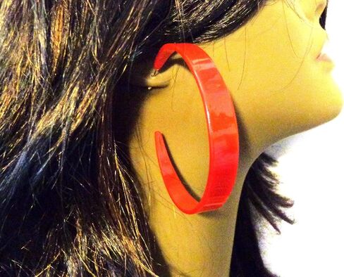 Large Red Hoop Earrings 3 Inch Hoop Earrings Pierced in Saudi Arabia