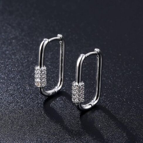 14k Gold Plated Square Hoop Earrings Small Silver U-shaped Geometric Rectangle Earrings for Women Girls in Saudi Arabia