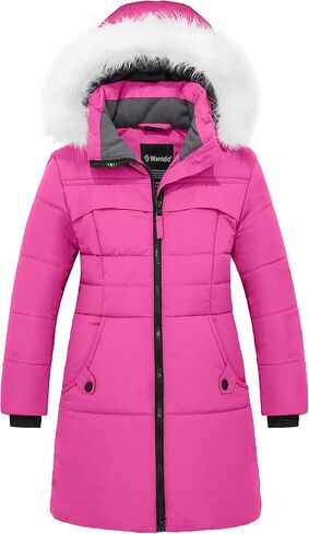 Wantdo Girl's Quilted Puffer Jacket Warm Winter Coat Water Resistant Winter Jacket Hooded Parka in Saudi Arabia