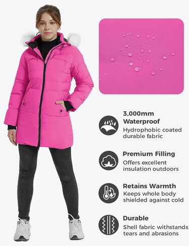 Wantdo Girl's Quilted Puffer Jacket Warm Winter Coat Water Resistant Winter Jacket Hooded Parka in Saudi Arabia