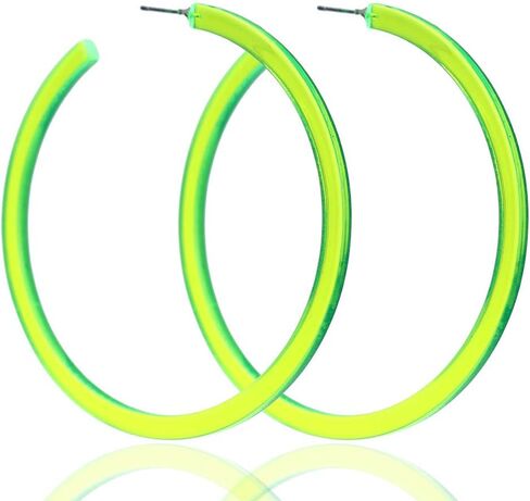80's 90's C-shaped Stylish Chunky Earrings Colorful 70mm Large Hoop Earrings Acrylic Open Large Hoop Vintage Lightweight Earrings Halloween Party Jewelry in Kuwait