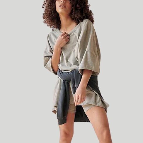 Womens 2 Piece Outfits Oversized Hot Shot Reversible set V Neck T Shirt Biker Shorts Workout Sets in Saudi Arabia