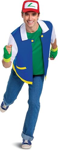 Disguise unisex-adult Ash Ketchum Costume, Official Ash Costume Pokemon Outfit With Jacket and Hat in Saudi Arabia