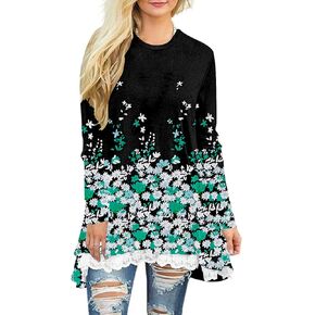 قمصان تونيك نسائية من BeadChica لارتدائها مع سراويل ضيقة وأكمام طويلة، بلوزات غير رسمية من الدانتيل المتدفق، تي شيرتات in Kuwait