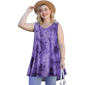 JollieLovin Women's Tunics Tank Tops Sleeveless Loose Fit T-Shirt with Flare Hem Comfy Swing Blouse (Available in Plus Size)